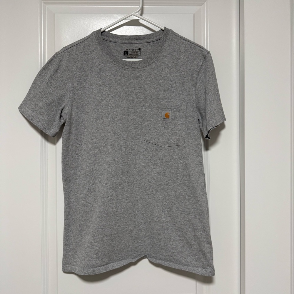 Carhartt Shirt Tshirt Tee Gray Short Sleeve Pocket Loose Fit S
